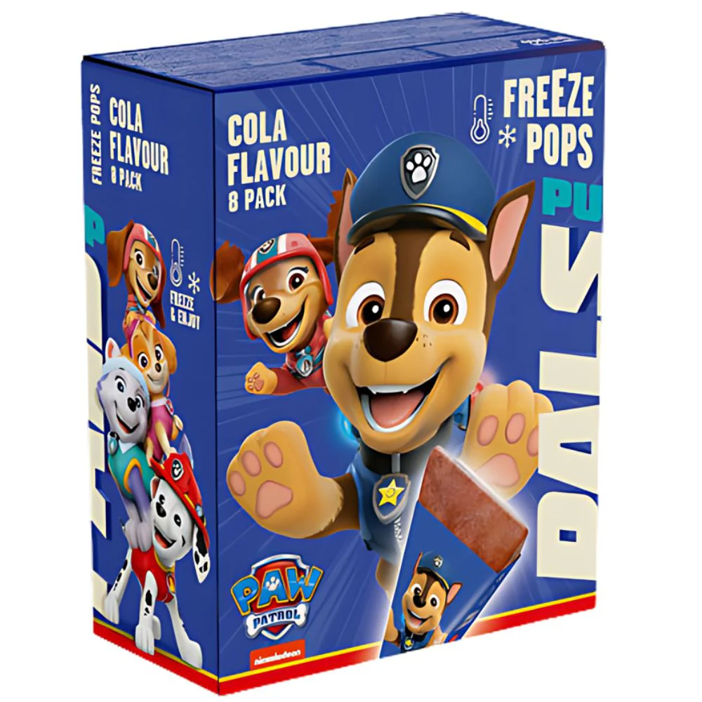 Paw Patrol Triangle Freeze Pops Cola, 8 ghiaccioli al gusto di cola da 62ml