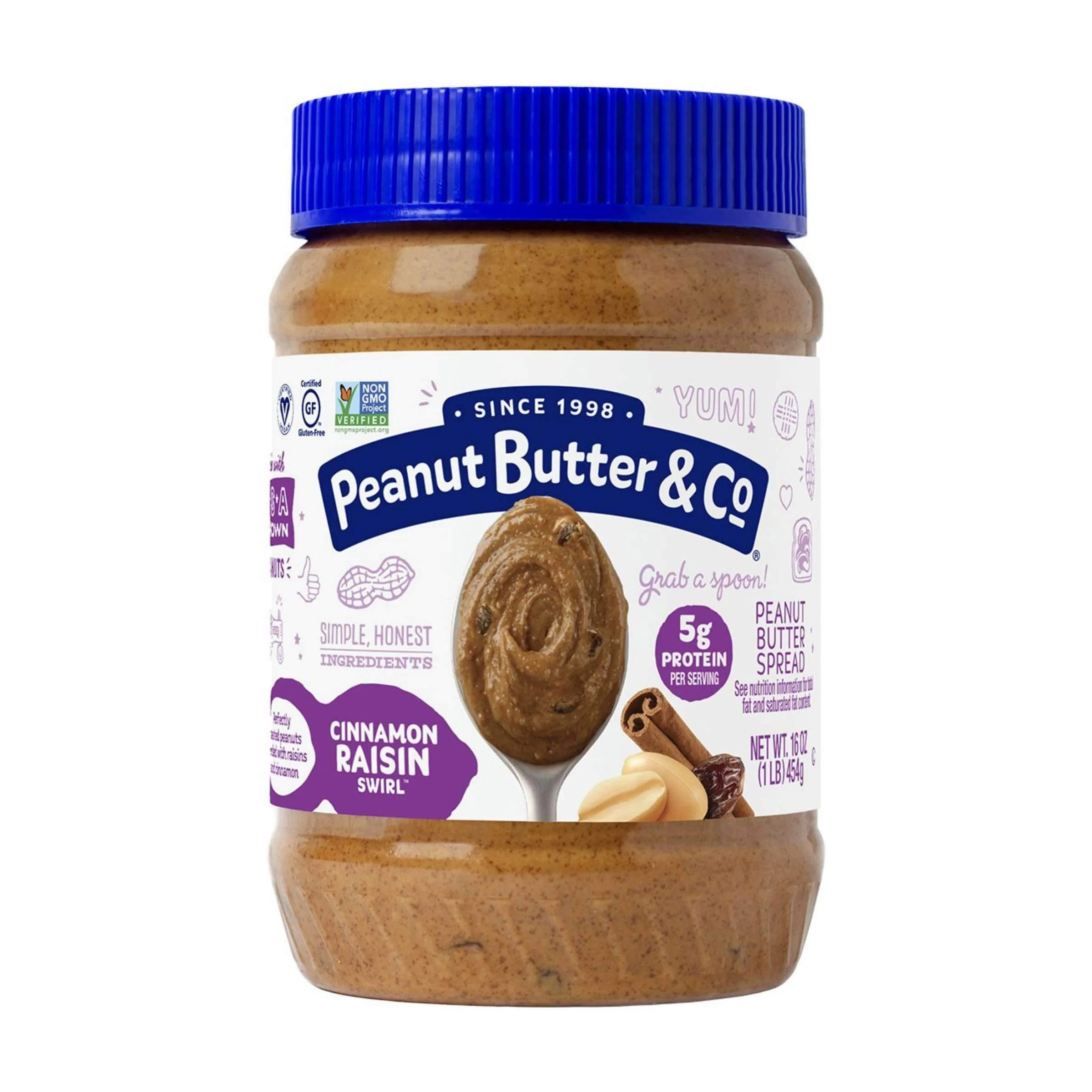 Peanut Butter & Co. Cinnamon Raisin Swirl, crema spalmabile al cioccolato, burro d'arachidi e cannella da 454g