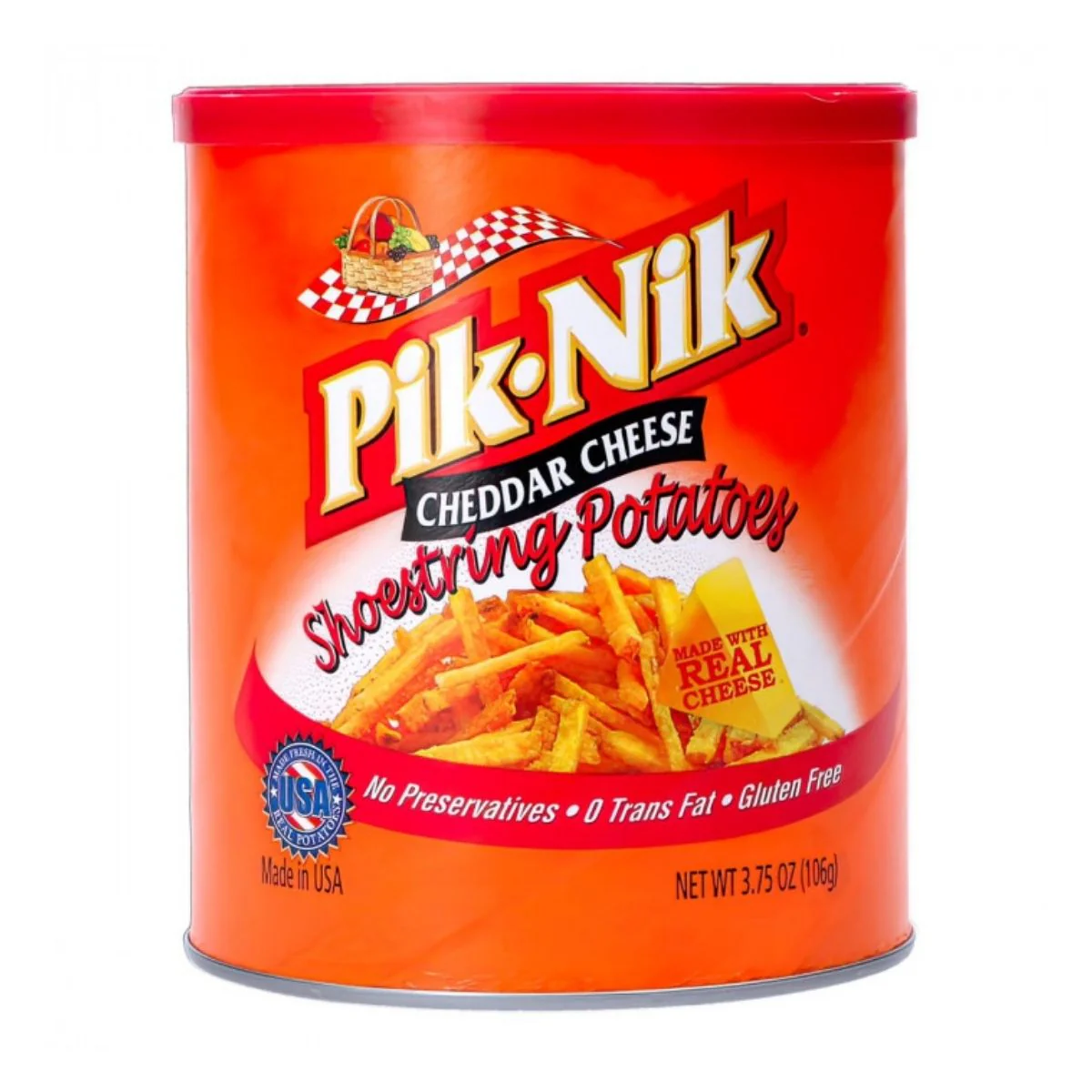 Pik Nik Cheddar Cheese Shoestring Potatoes, patatine al cheddar da 106g