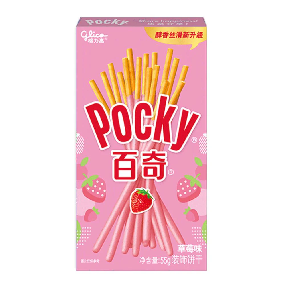 Pocky Strawberry, biscotti ricoperti di crema alla fragola da 55g