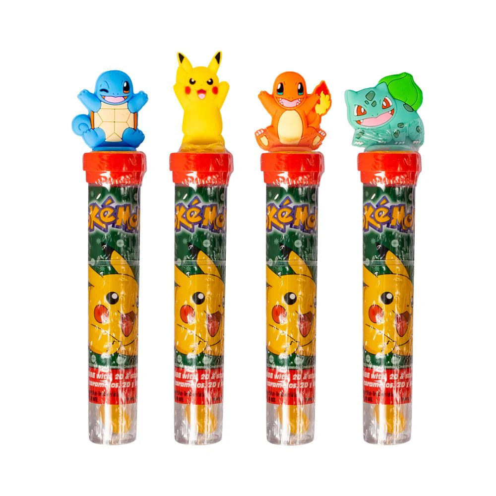 Pokemon Candy Tube With Stamps, caramelle gommose con personaggio a sorpresa da 8g