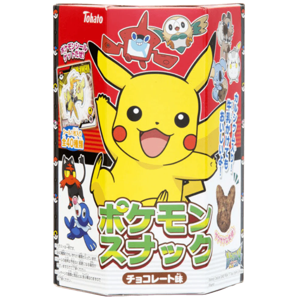 Pokemon Snack Chocolate Puff, biscottini al cioccolato a forma di Pikachu da 23g