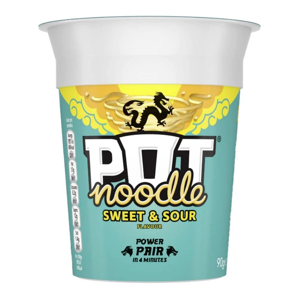 Pot Noodle Sweet & Sour, noodle agrodolci con salsa agrodolce da 90g