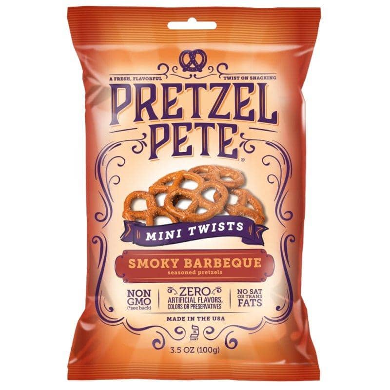 Pretzel Pete Mini Twists Smoky Barbeque, pretzel al gusto formaggio e BBQ da 100g