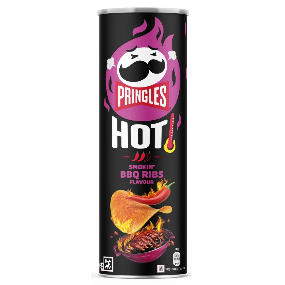 Pringles Hot Smokin BBQ Ribs Flavour, patatine al gusto di costine barbecue da 160g