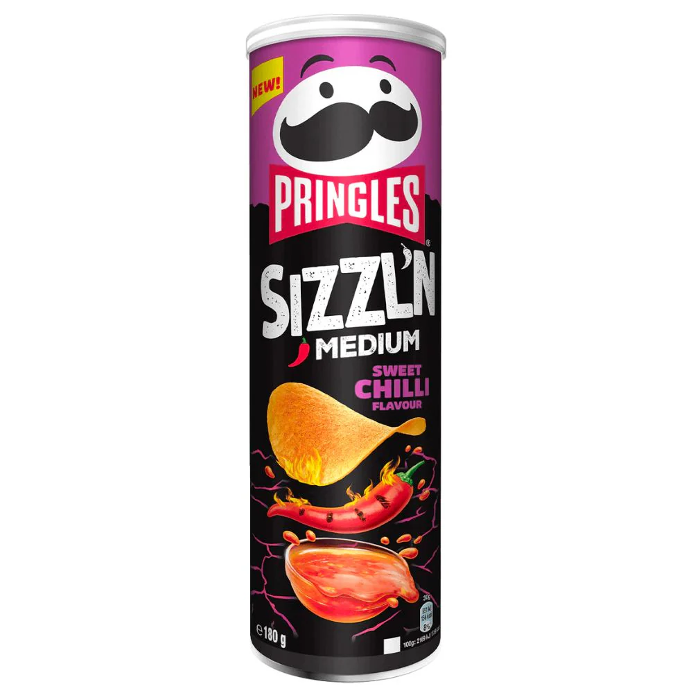 Pringles Sizzl’n Medium Sweet Chilli Flavour, patatine piccanti alla paprika dolce da 180g