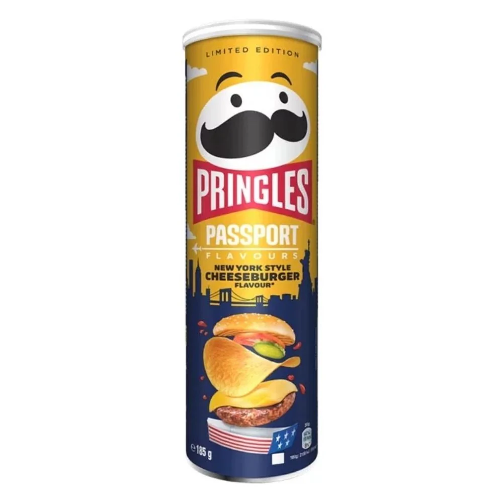 Pringles Passport New York Style Cheeseburger, patatine al gusto di cheeseburger da 185g