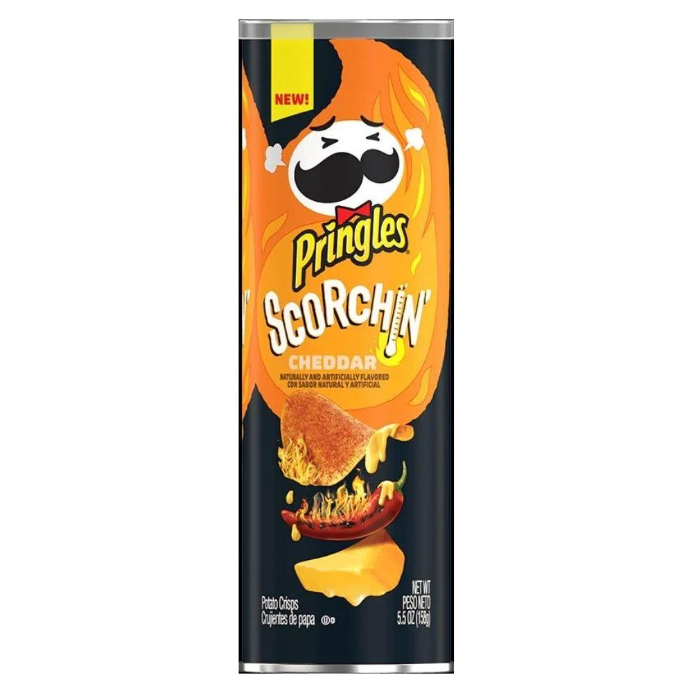 Pringles Scorchin' Cheddar, patatine piccanti al formaggio da 158g