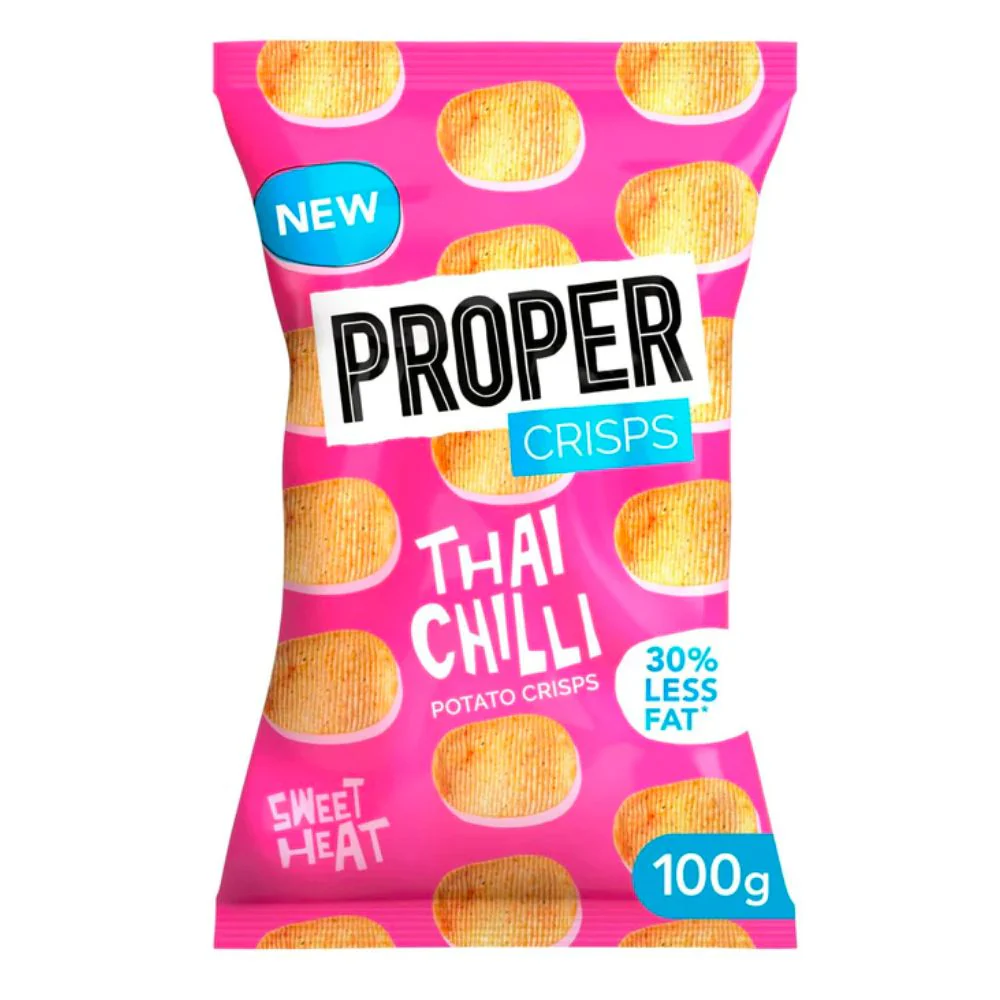 Proper Crisps Thai Chilli, patatine piccanti e speziate da 100g