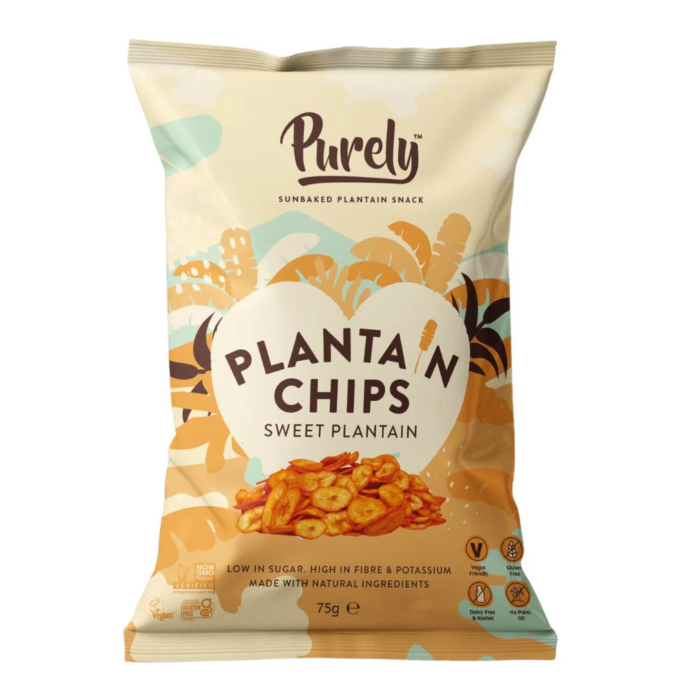 Purely Plantain Chips Sweet, chips di platano dolci da 75g