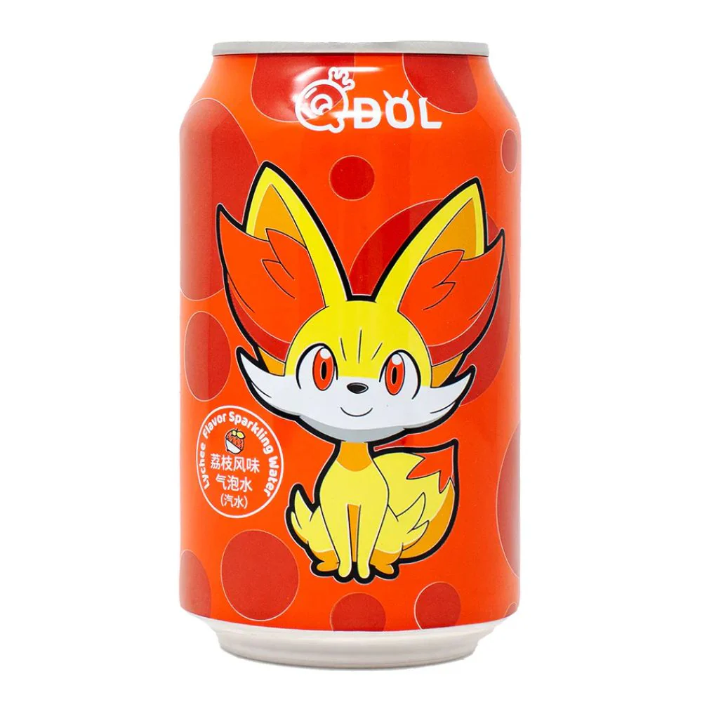 Qdol Pokemon Fennekin Litchi 330ml, bevanda al litchi da 330ml