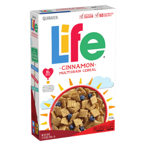 Quaker Life Multigrain Cinnamon Cereal, confezione di cereali alla cannella da 370g