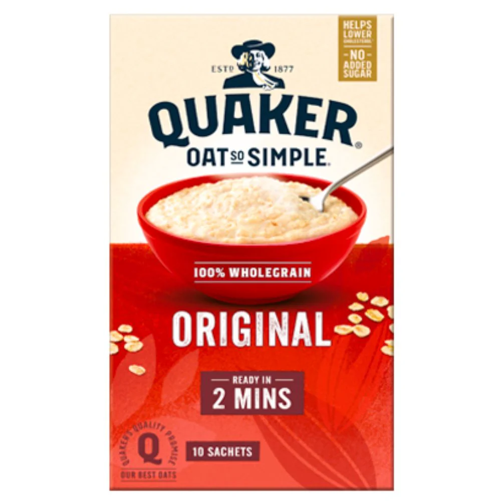 Quaker Oat So Simple Original, preparato di fiocchi d'avena, 10 bustine da 27g