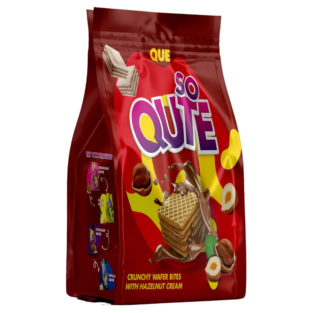 Que Wafer Bites Hazelnut, wafer con crema di nocciole da 150g