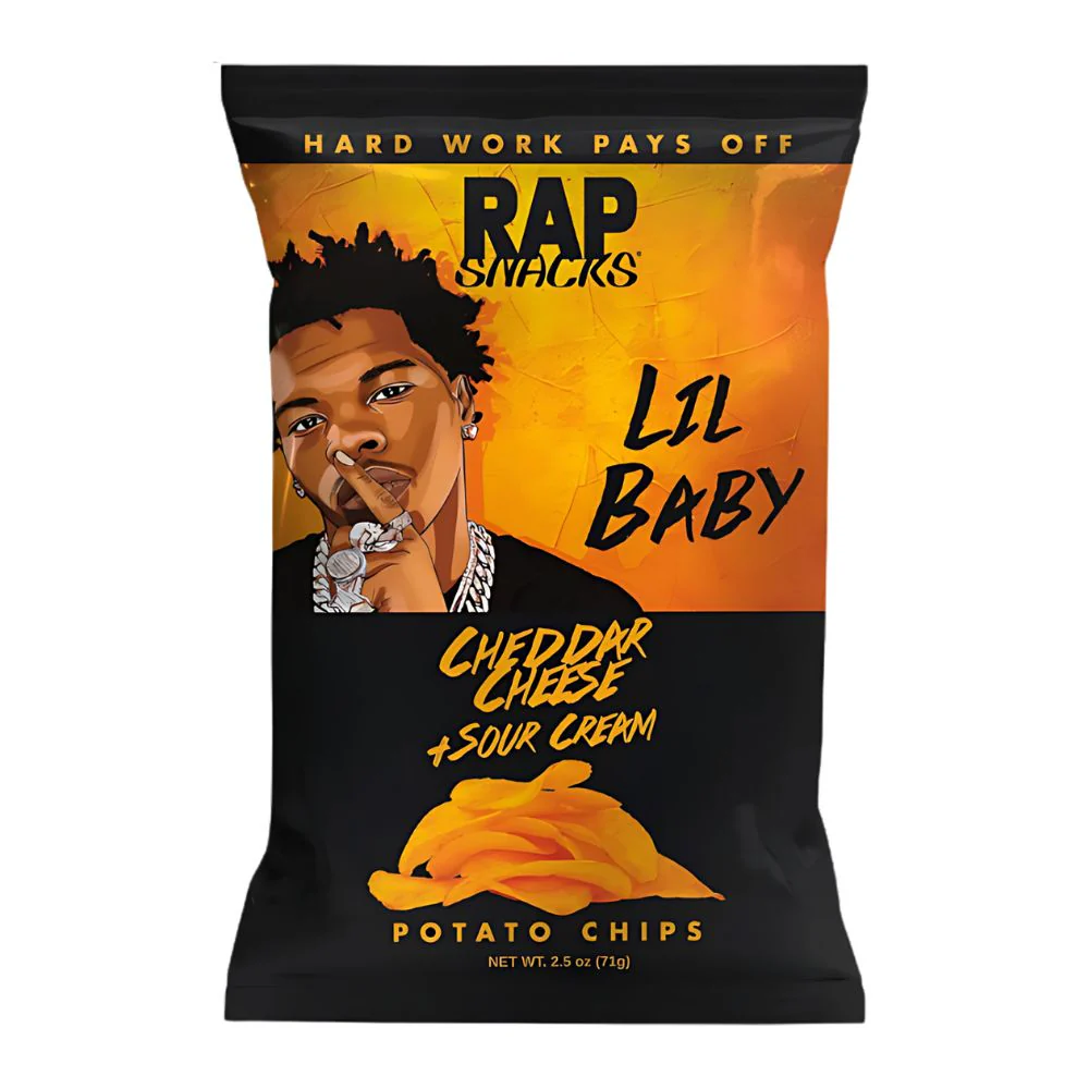 Rap Snacks Lil Baby Potato Chips, patatine al gusto di cheddar cheese e sour cream da 71g