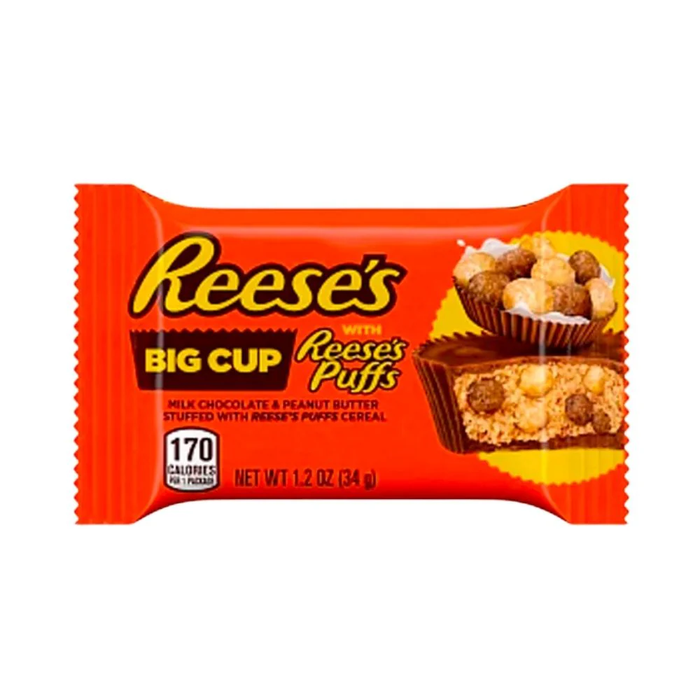 Reese's Big Cup with Reese's Puffs, tazza di cioccolato ripiena di burro d'arachidi e cereali da 34g