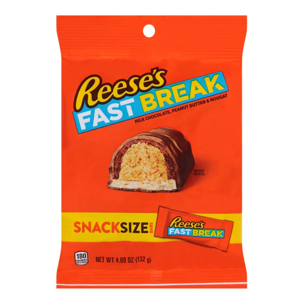 Reese's Fast Break Mini, barretta di cioccolato ripiena di burro d'arachidi da 132g