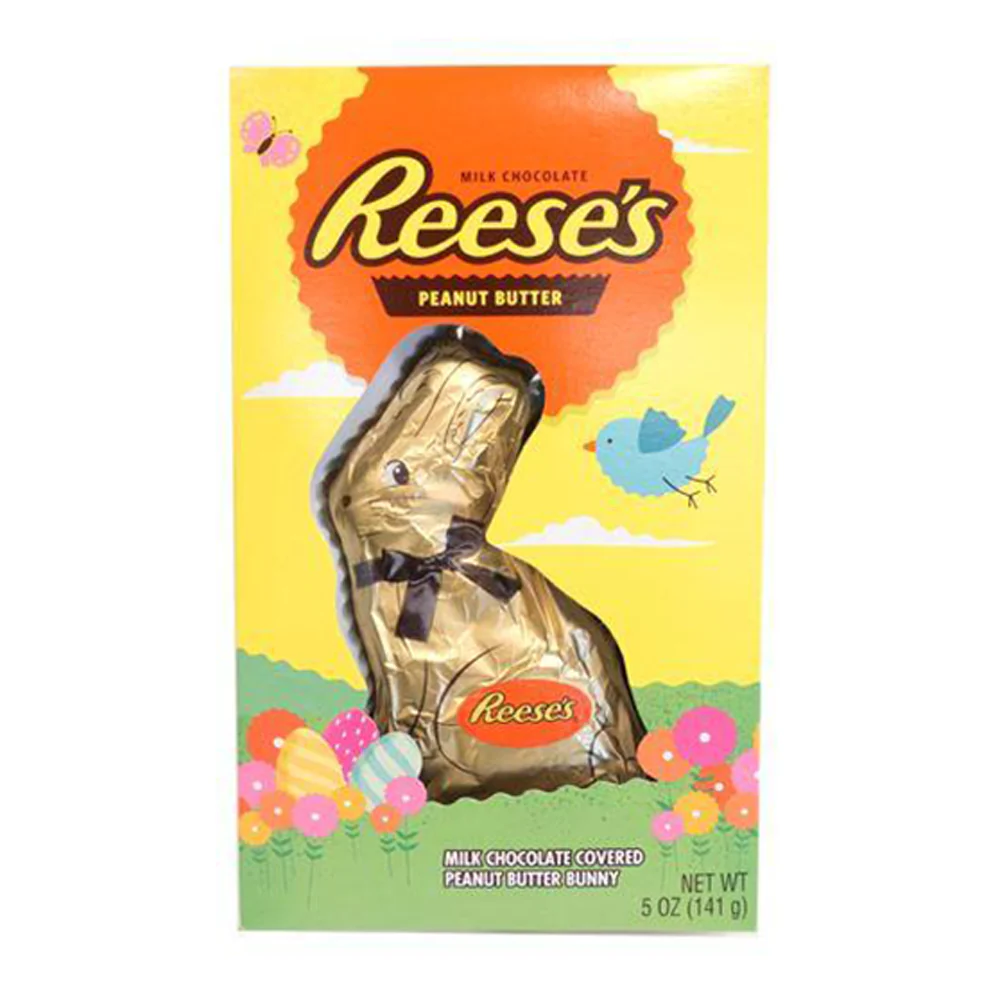 Reese's Milk Chocolate Peanut Butter Easter Bunny, coniglietto di cioccolato al latte ripieno di burro d'arachidi da 141g