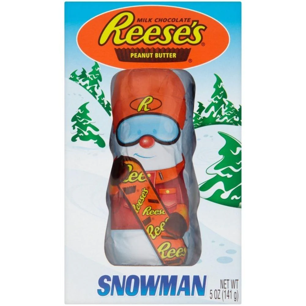 Reese's Peanut Butter Snowman, barretta al cioccolato ripieno di burro d'arachidi a forma di pupazzo di neve da 141g