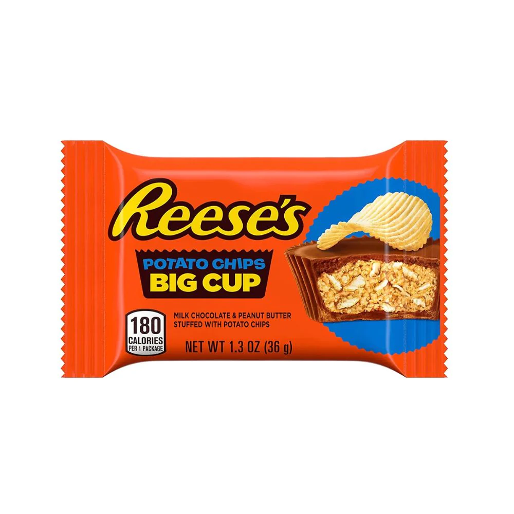 Reese's Potato Chips Big Cup, tazza di cioccolato ripiena di crema al burro d'arachidi e patatine da 36g