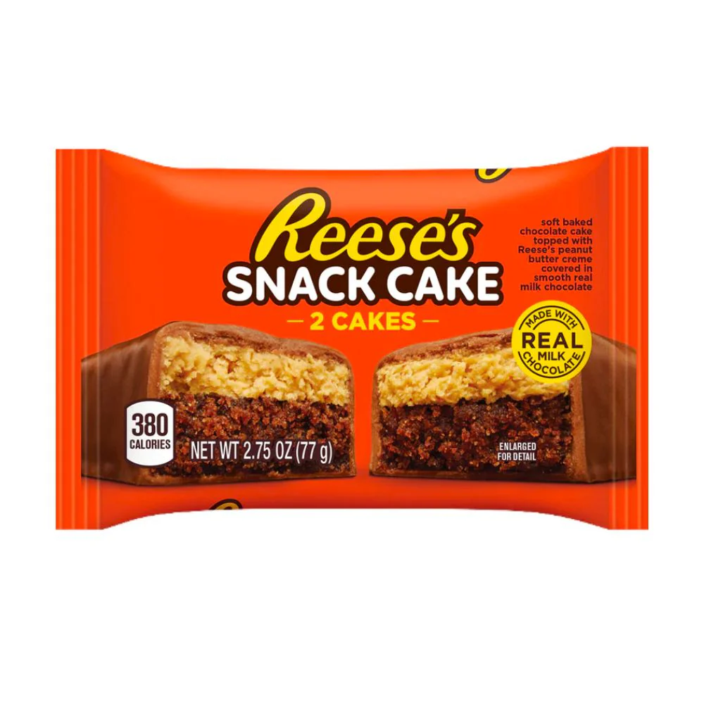 Reese's Snack Cake, due tortine al cioccolato e burro d'arachidi da 77g