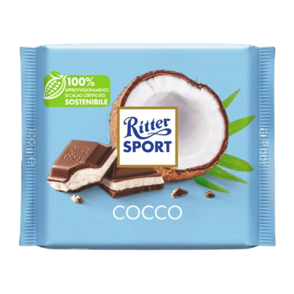 Ritter Sport Cocco, cioccolato al latte ripieno di crema di cocco da 100g