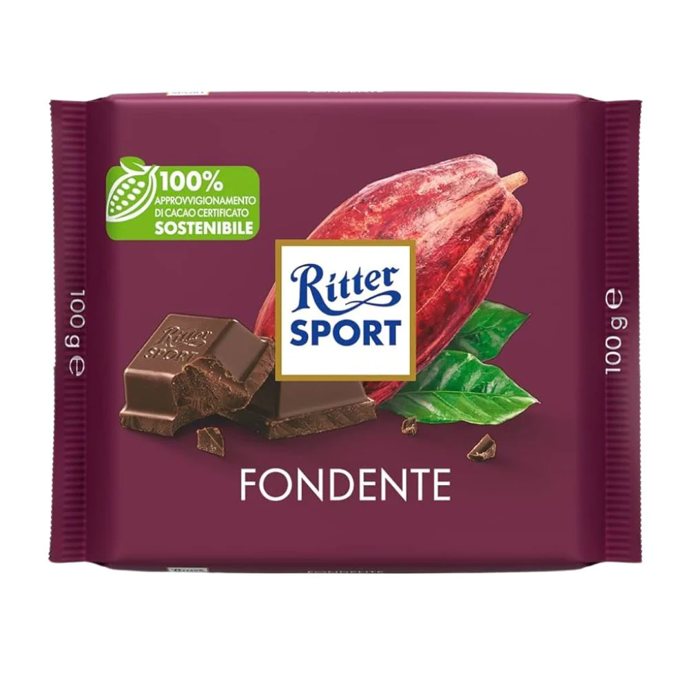 Ritter Sport Fondente 50%, cioccolato fondente da 100g