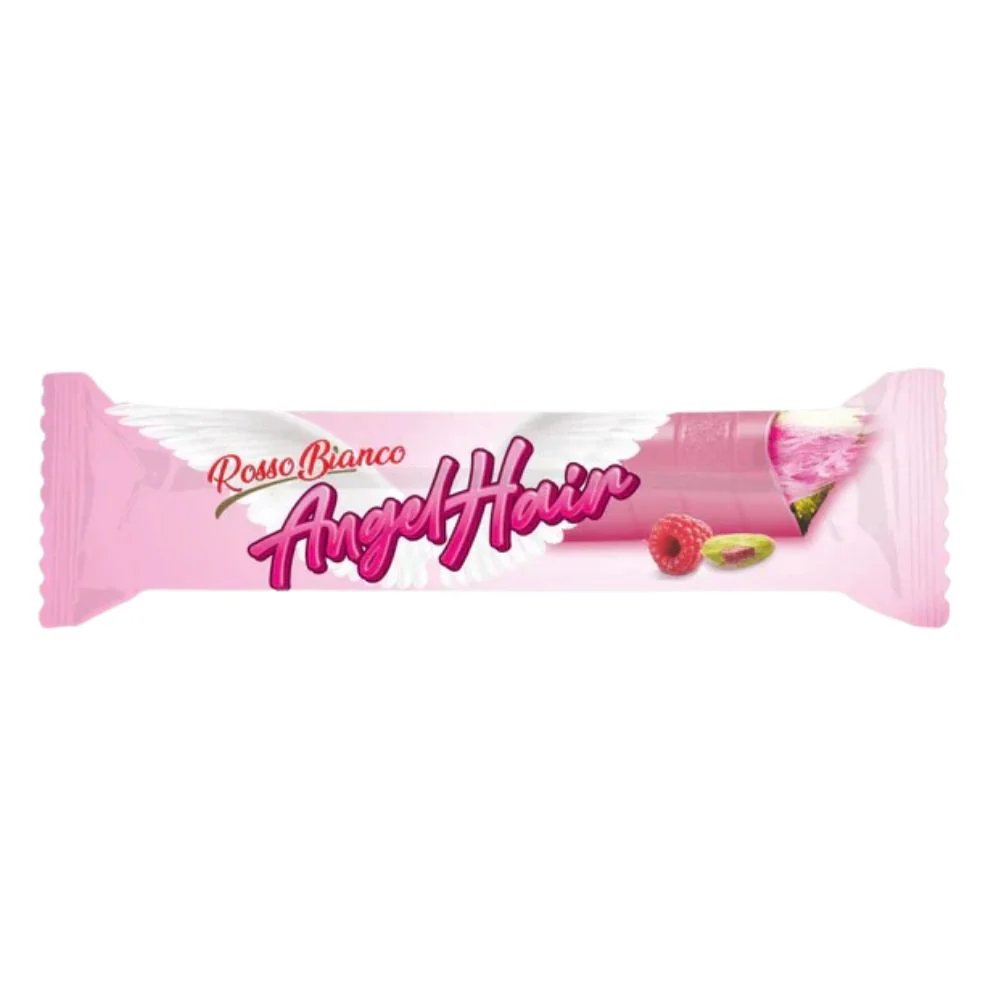 Rosso Bianco Angel Hair, tavoletta di cioccolato ripiena di zucchero filato e pistacchio da 40g
