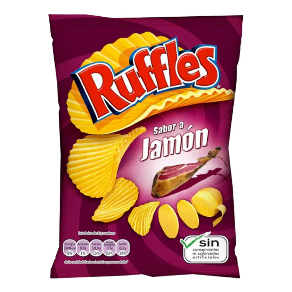 Ruffles Jamon, patatine al gusto di jamon da 150g