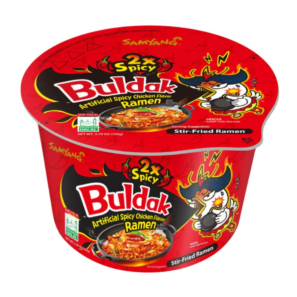 Samyang 2x Spicy Hot Chicken Flavor Ramen Big Bowl, noodle piccanti da 105g