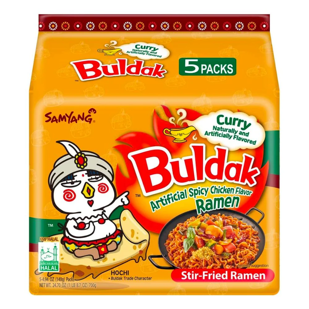 Samyang Buldak Hot Chicken Flavor Ramen Curry, 5 porzioni di noodle al pollo piccante con curry da 700g