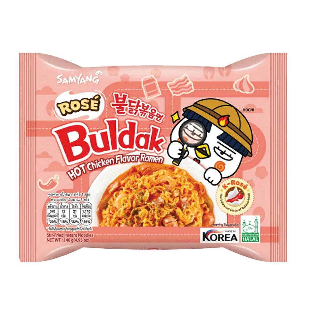 Samyang Buldak Rose Hot Chicken, noodles piccanti da 140g