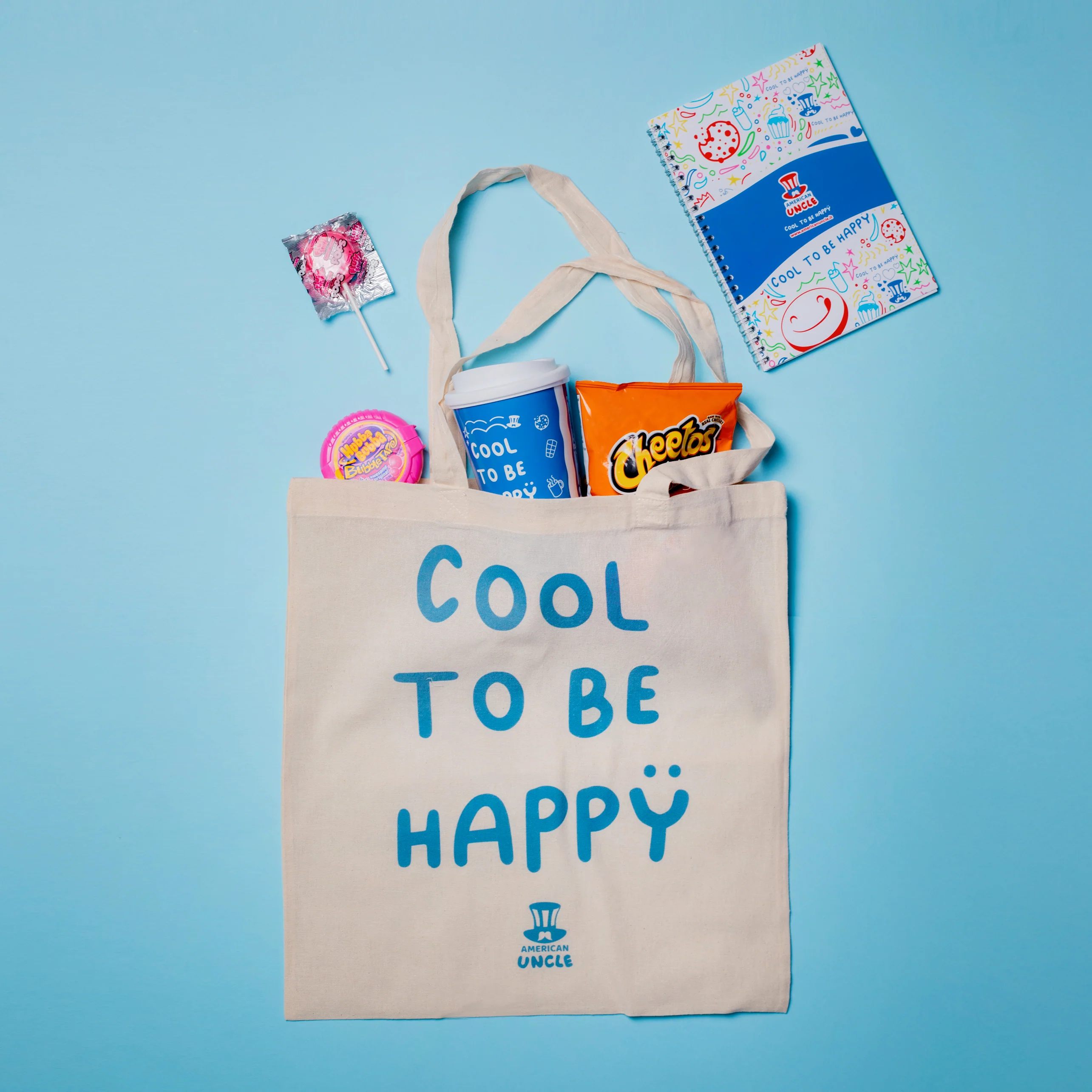 Shopper Cool to be Happy, borsa color avana in cotone resistente, 35x40cm - Image 2