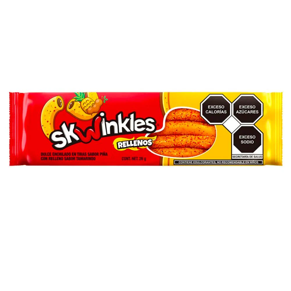 Skwinkles Candy Rellenos Pina e Tamarindo, caramelle all'ananas con ripieno al gusto di tamarindo da 26g