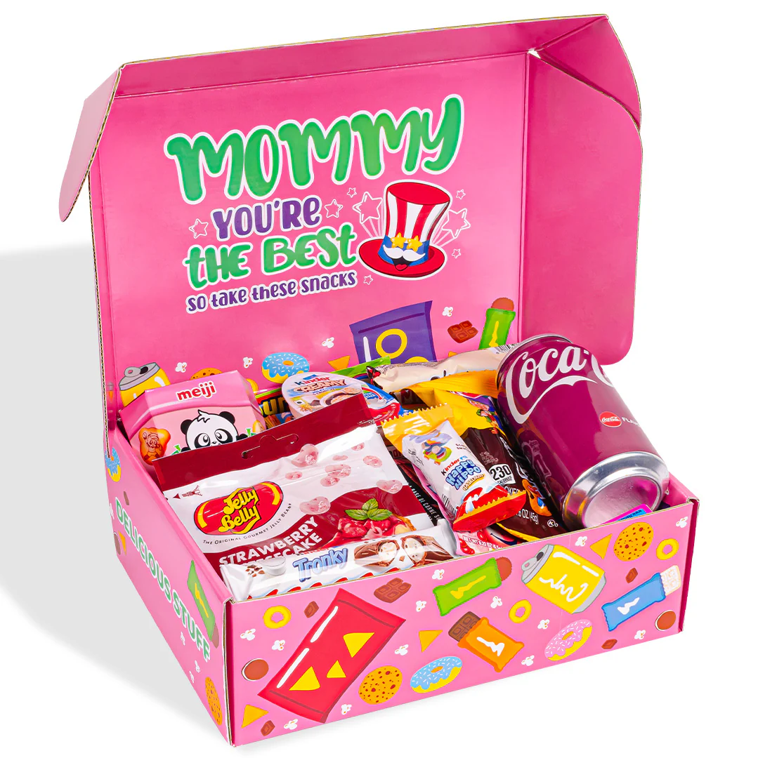 Snack box “Super Mommy”, scatola a sorpresa da 20 snack dolci, salati e bevande per la mamma