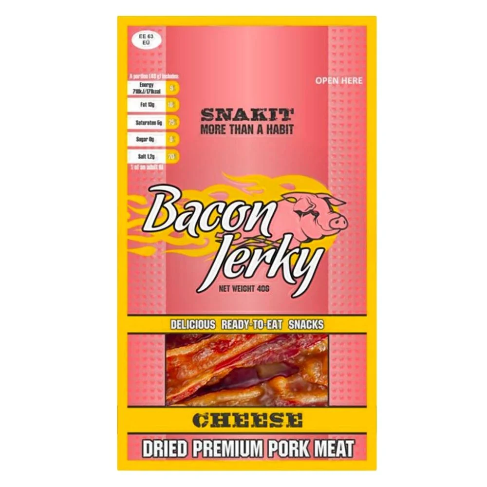 Snakit Bacon Jerky Cheese, bacon essiccato al gusto di formaggio da 40g