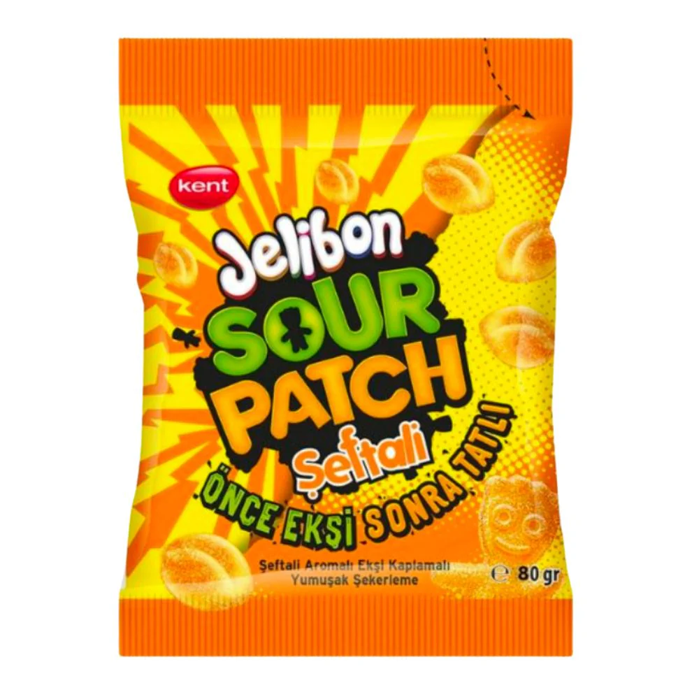 Jelibon Sour Patch Seftali, caramelle gommose al gusto di pesca da 80g
