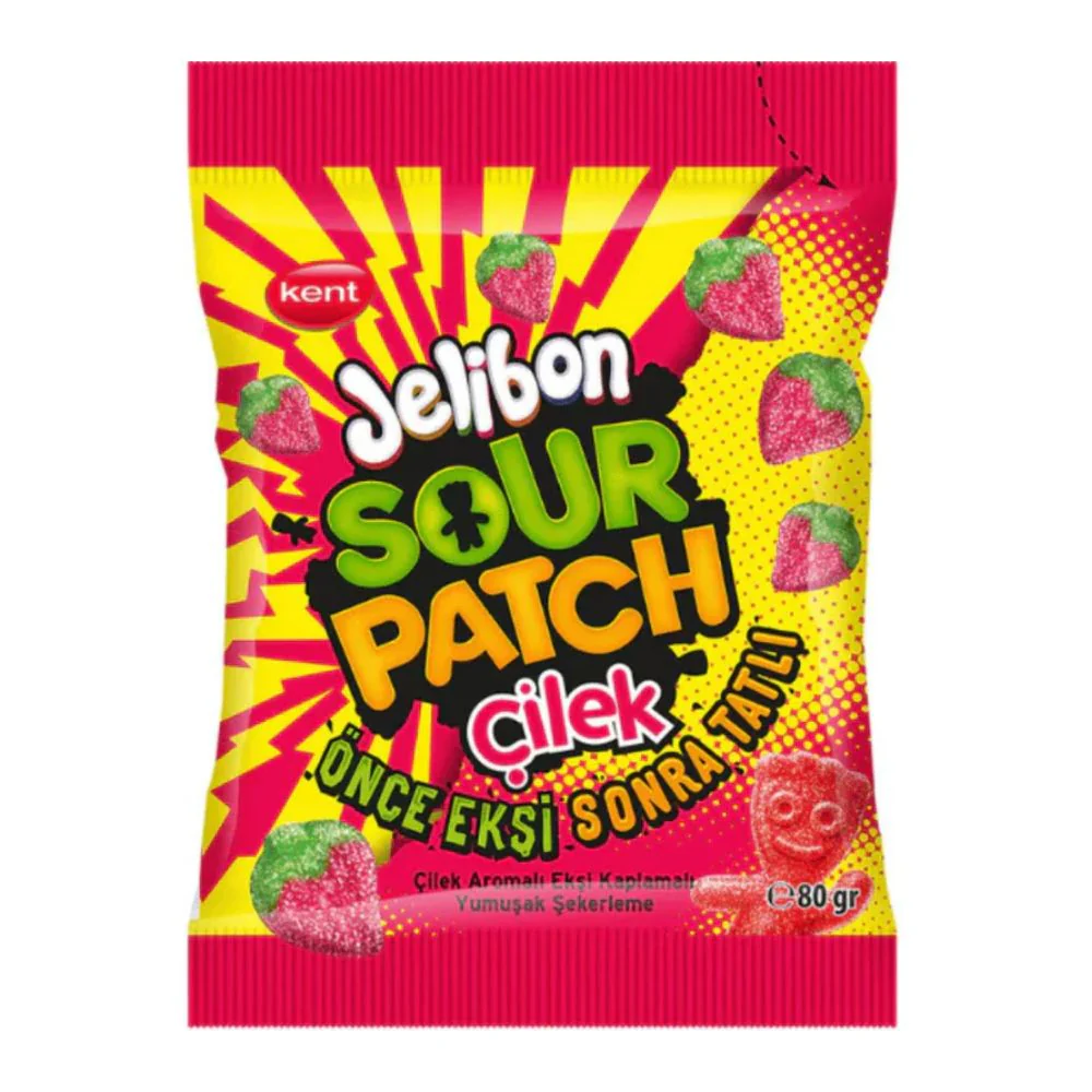 Jelibon Sour Patch Cilek, caramelle gommose gusto di fragola da 80g