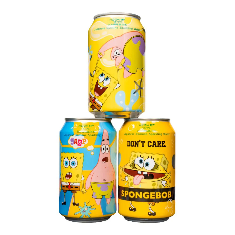Spongebob Japanese Ramune Sparkling Water, bevanda gassata al gusto di frutta con design a sorpresa da 330ml