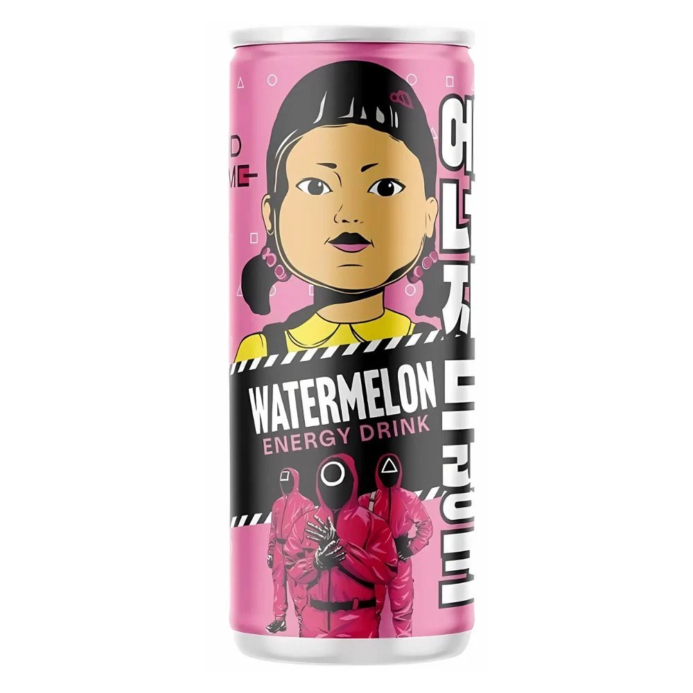 Squid Game Watermelon Energy Drink, bevanda energetica al gusto di anguria da 250ml