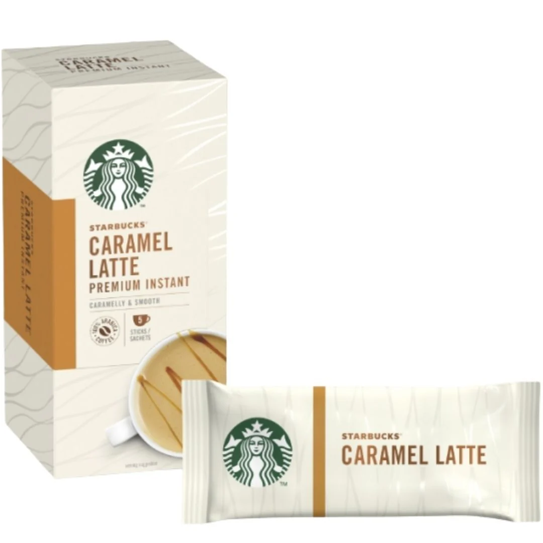 Starbucks Caramel Latte Premium Instant, 5 bustine di latte al caramello da 107.5g