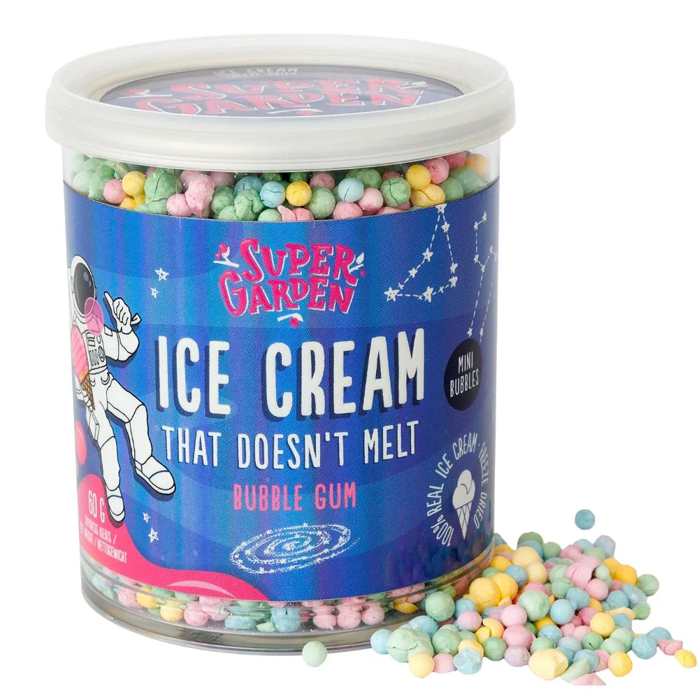 Super Garden Ice Cream Bubble Gum, gelato liofilizzato al gusto di bubble gum da 60g
