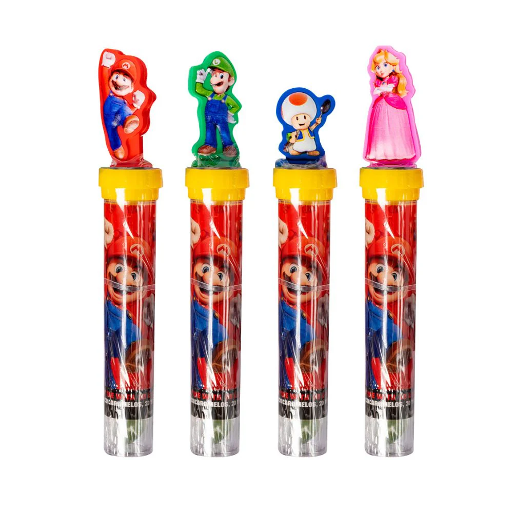 Super Mario Candy Tube With Stamps, caramelle gommose con personaggio a sorpresa da 8g