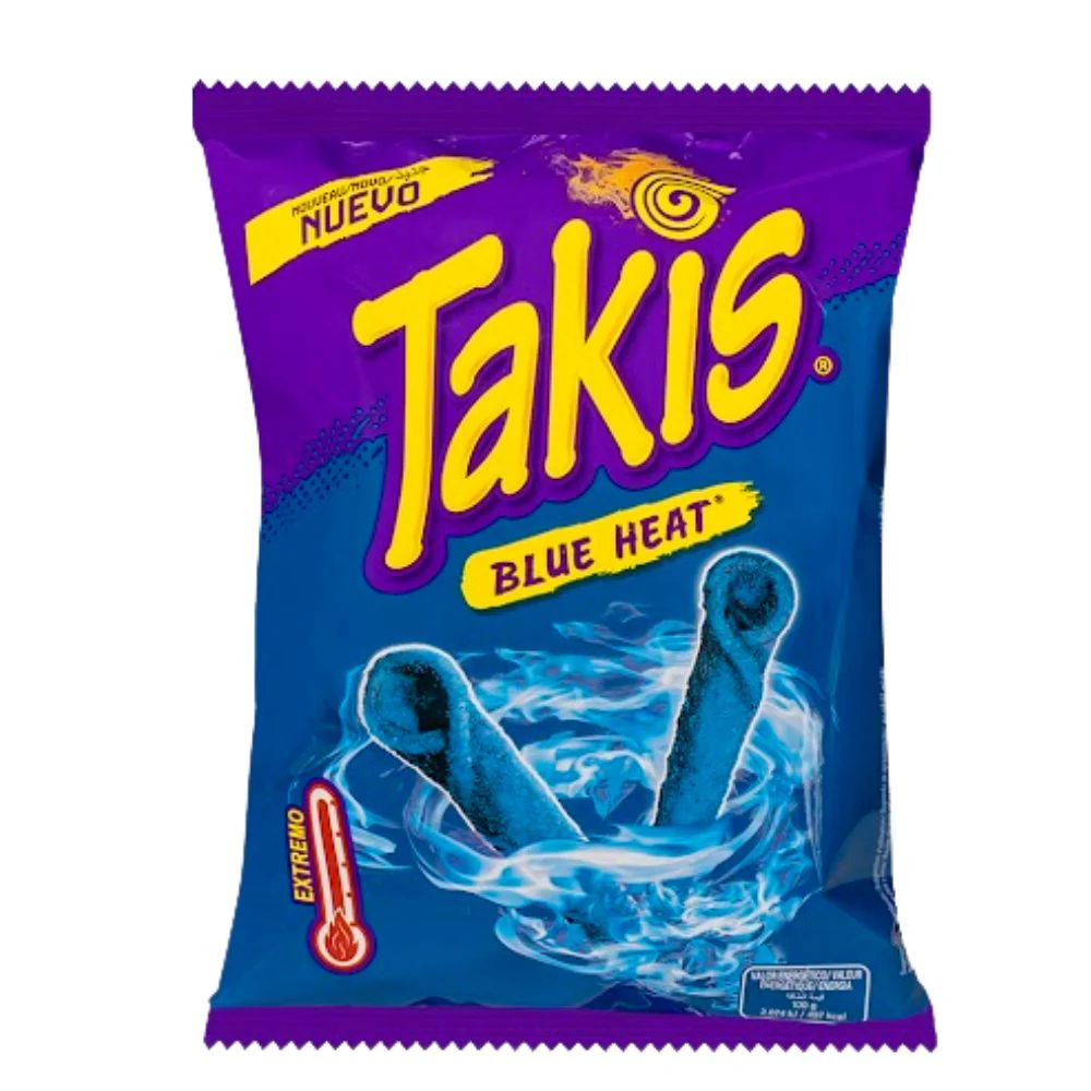 Takis Blue Heat, riccioli di tortillas al gusto di peperoncino e lime da 130g