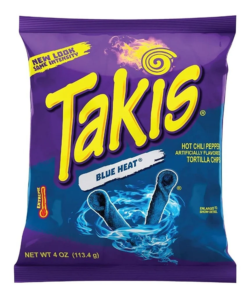 Takis Blue Heat, confezione di riccioli di tortillas al peperoncino piccante da 113.4g