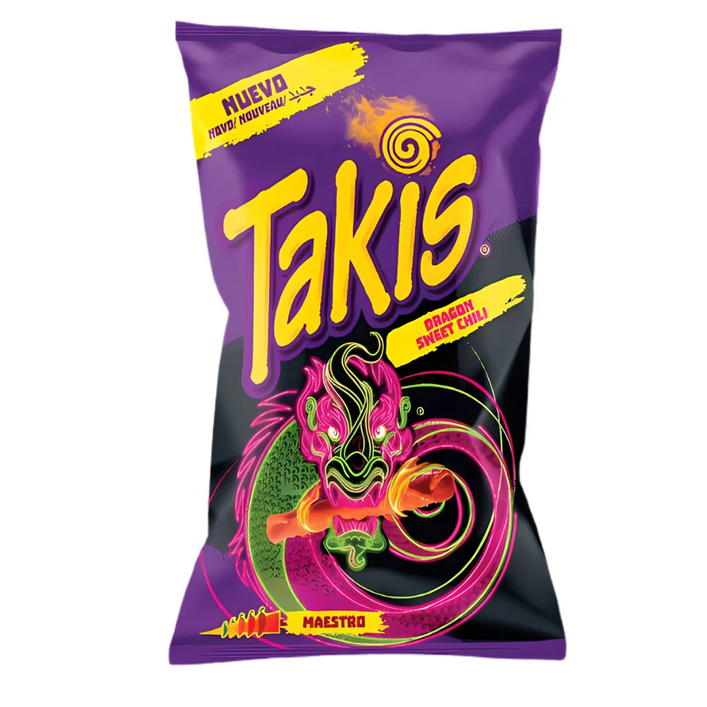 Takis Dragon Sweet Chili, riccioli di tortillas al peperoncino dolce da 90g