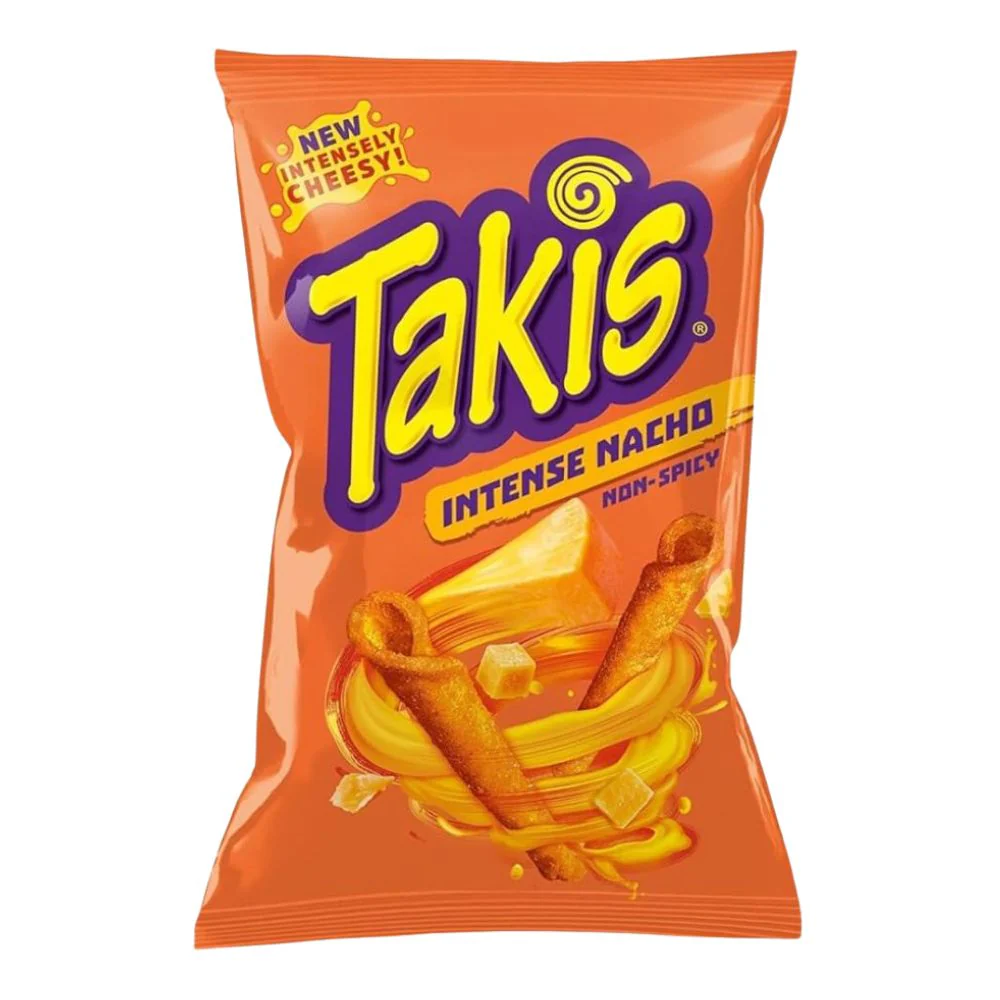 Takis Intense Nacho Non Spicy, riccioli di tortillas al gusto di formaggio da 100g