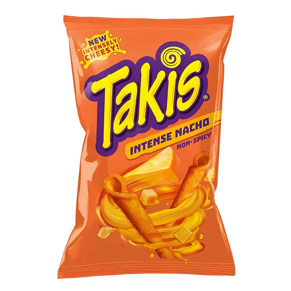Takis Intense Nacho Non Spicy, riccioli di tortillas al gusto di formaggio da 90g