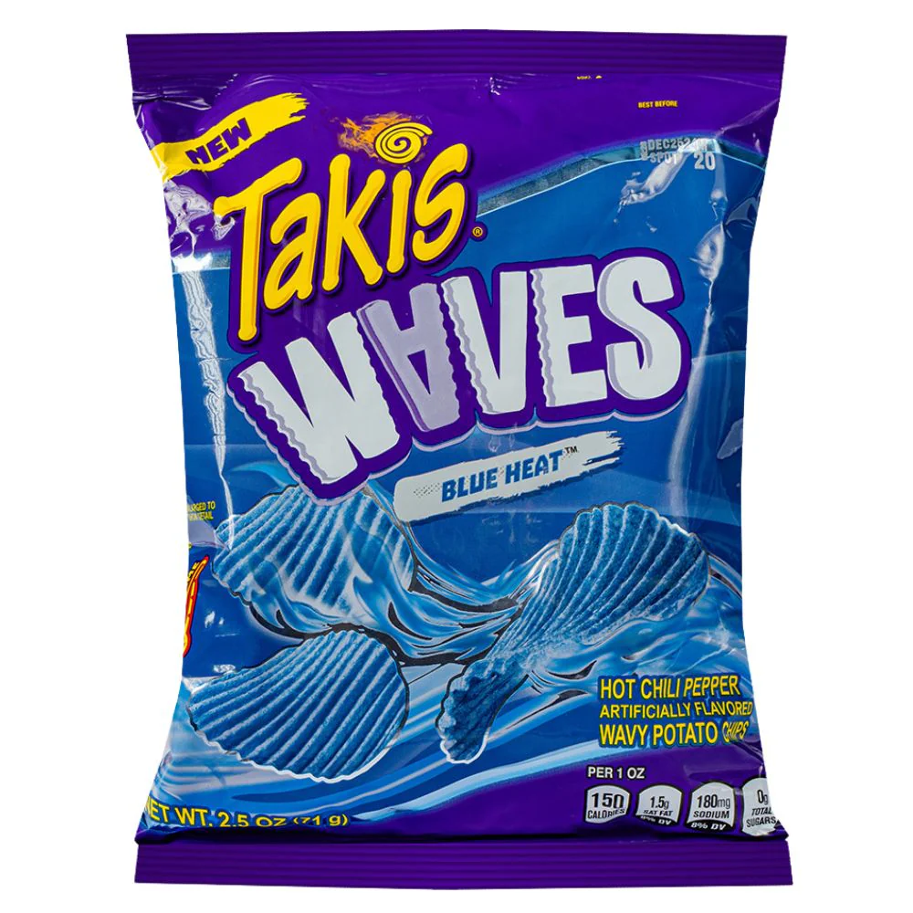 Takis Waves Blue Heat, patatine piccanti al gusto di lime da 71g