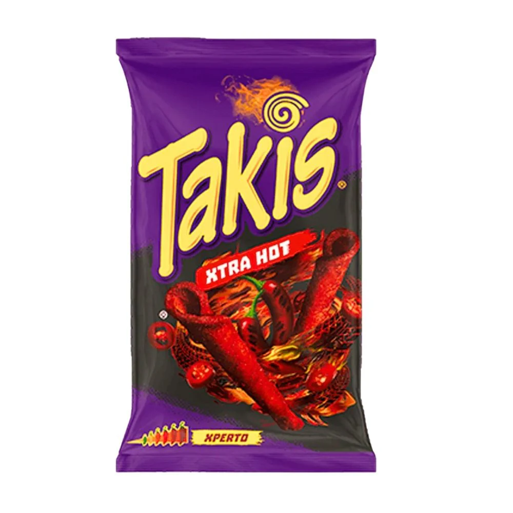 Takis Xtrahot, confezione di riccioli di tortillas al peperoncino piccante da 90g